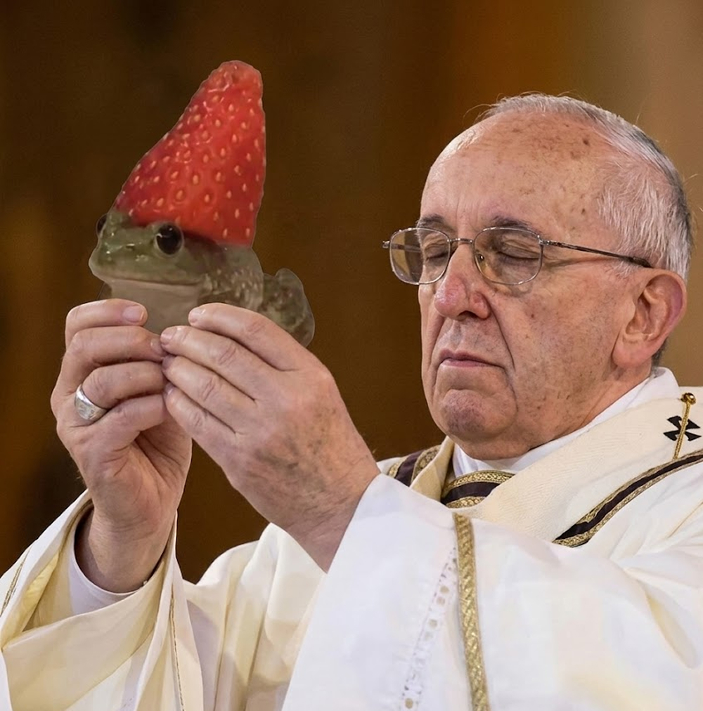 A holy figure raising Berry Toad